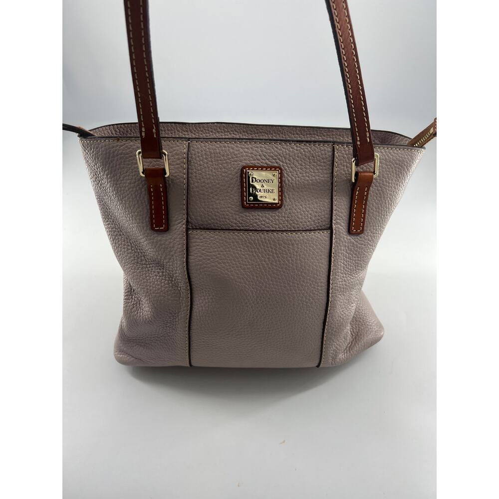Dooney and Bourke Pebble Grain Levington Tote Pale Pink Brown Purse Shoulder Bag